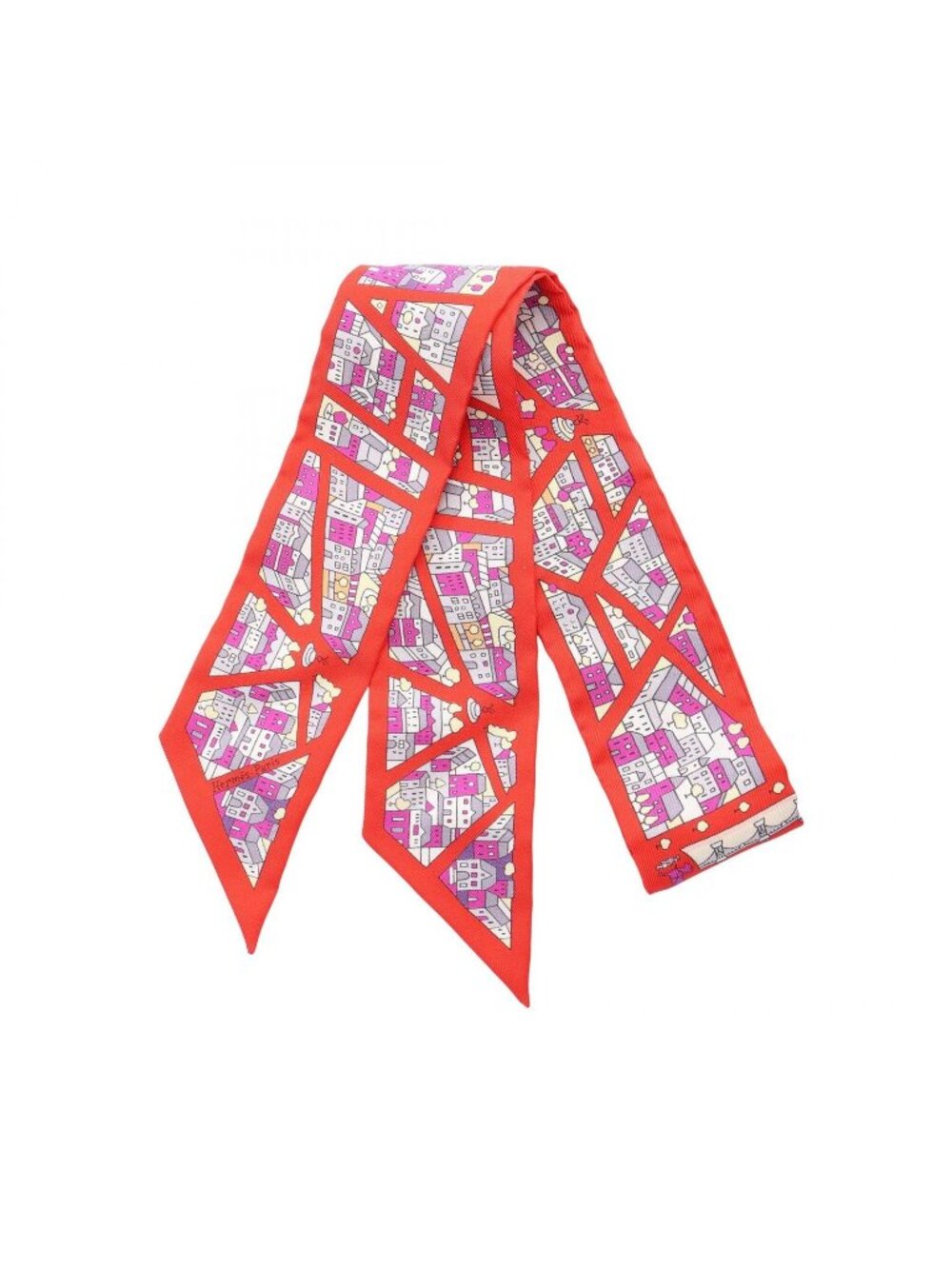 Hermes Scarf Twilly Rive Droite Gauche Ribbon Silk